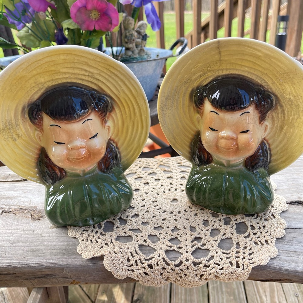 Vintage Royal Copley Asian Planters